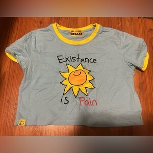 Blue Crop Top with Yellow Trim